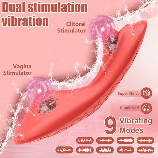 Wearable APP Controlling Tongue Vibrator 9 Vibration Panties Clitoral Double Stimulation Massager Penetration Female Adult Toys